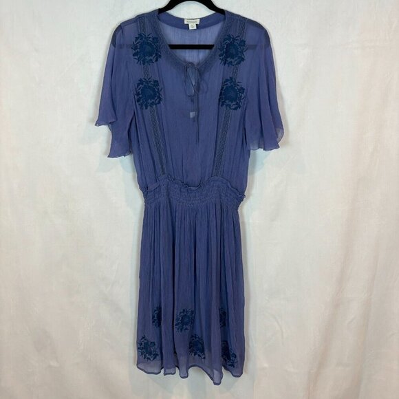 Sundance Led By Dreams Women's Floral Embroidered Drop Waist Midi Dress Petite L - Picture 1 of 14